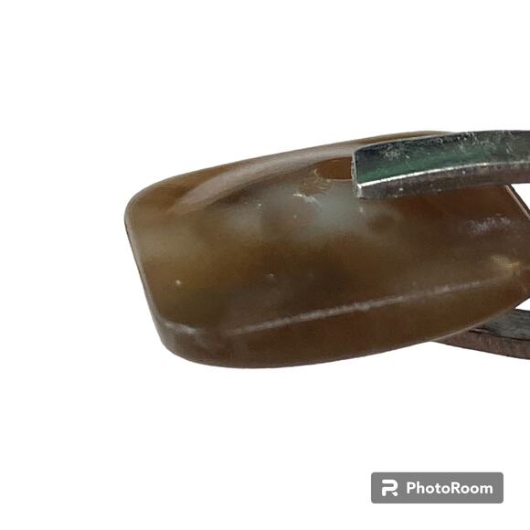 Two Center Hole Buttons Brown Marble Square Plastic Domed Lot of 4 - Picture 6 of 9